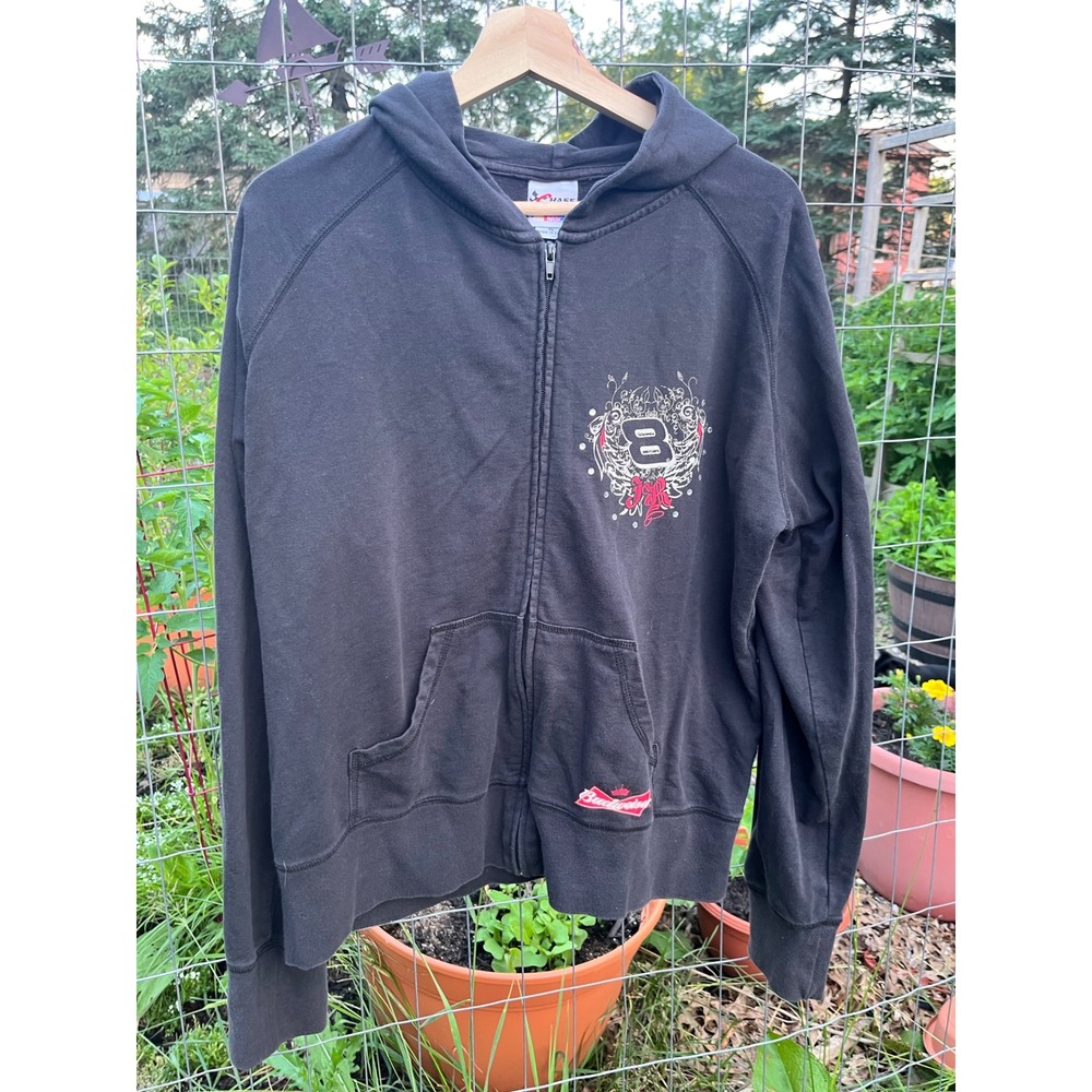 Dale Earnhardt Jr 8 Budweiser NASCAR Zip Hoodie Black XL Women